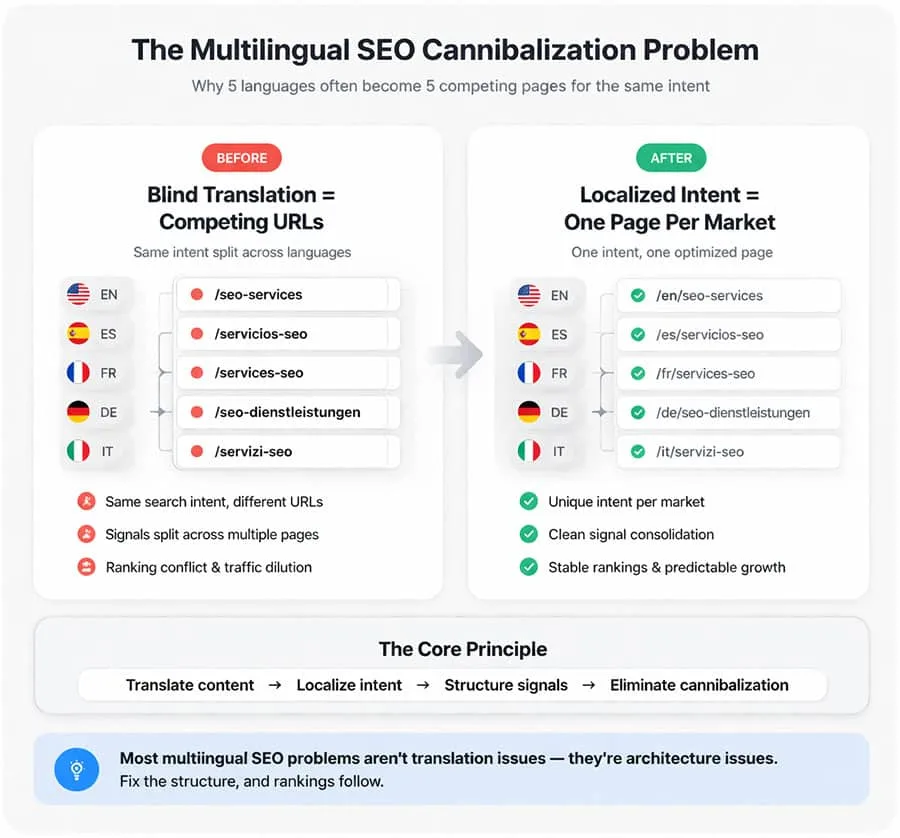 What Multilingual SEO Cannibalization Actually Looked Like