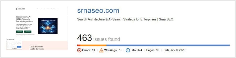 Srna SEO Technical Health