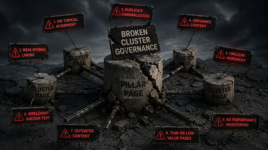 Broken Cluster Governance: 9 Signs Your SEO Structure Is Failing