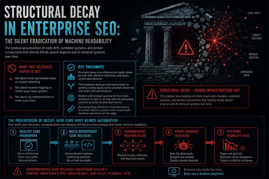 Structural Decay in Enterprise SEO: The Silent Eradication of Machine Readability