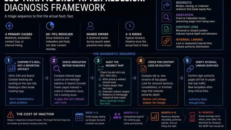 SEO Traffic Drop After Redesign: Diagnosis Framework