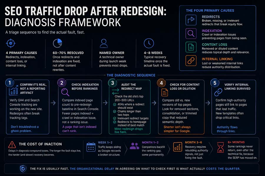 SEO Traffic Drop After Redesign: Diagnosis Framework