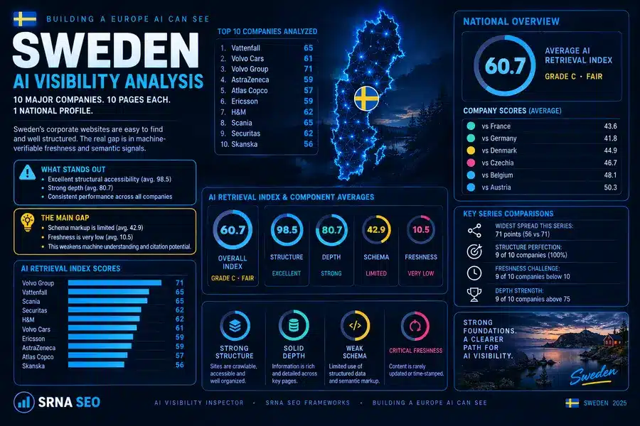 Building a Europe AI Can See: Sweden Posts the Series’ Best Average, Then Fails the Same Way Nine Times Over