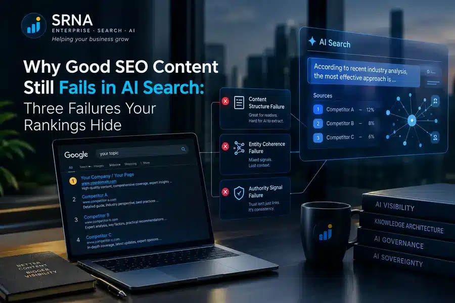 Why Good SEO Content Still Fails in AI Search: Three Failures Your Rankings Hide